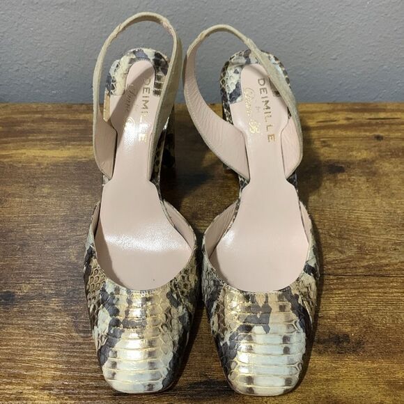 Deimille For Diane B Slingback Snakeskin Heels Size 8 (38) - Picture 2 of 10